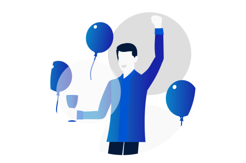 Happy blue guy, because his website is making him more sales